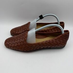 Robert Zur Woven Leather Loafers Mens Size 9 Brown Intrecciato Slip On Shoes